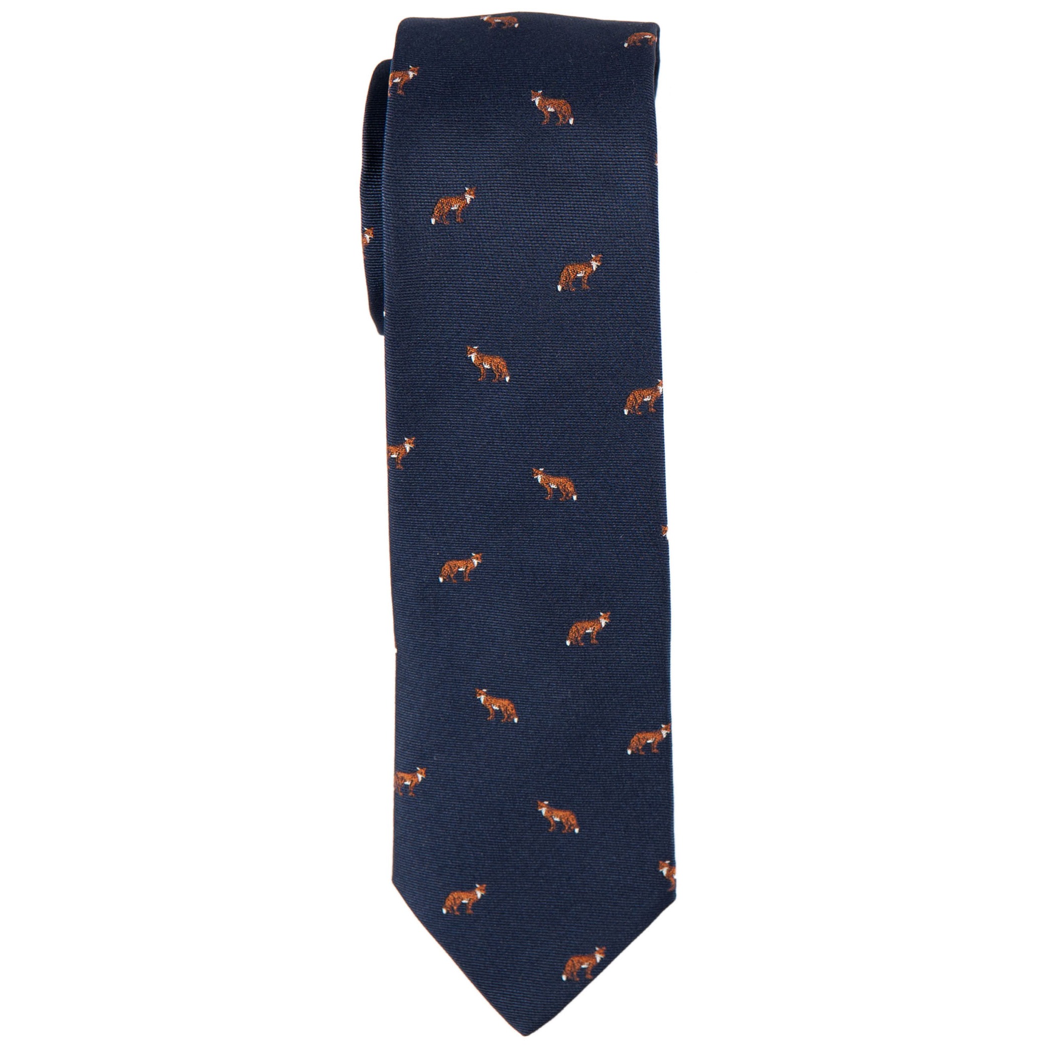 Krawatte mit Accessoires Fuchs Hubegger all-over eingewebt | Ela marine Fond auf Textile